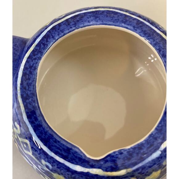 World Market Tea For One Blue Floral Ceramic Teapot/Cup Combo Stackable - Picture 8 of 14